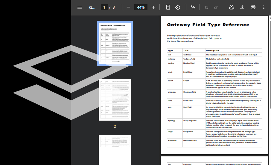 Field type reference for Gateway v1.3.0.